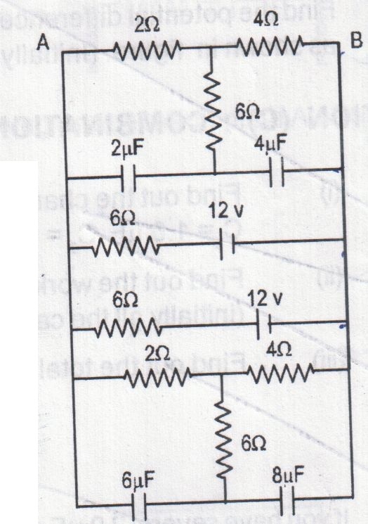 Question image for Final charge on 4 capacitor i.e. 2,4,6,8 uF in st